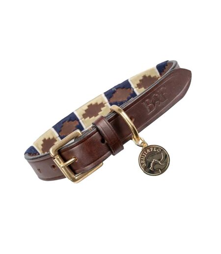 Sublime polo leather dog collar l navy/fossil Benji & Flo