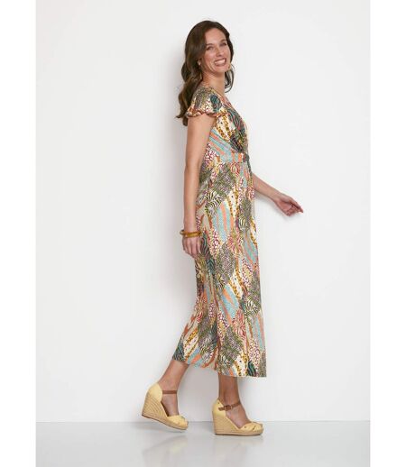 Robe longue évasée imprimé safari
