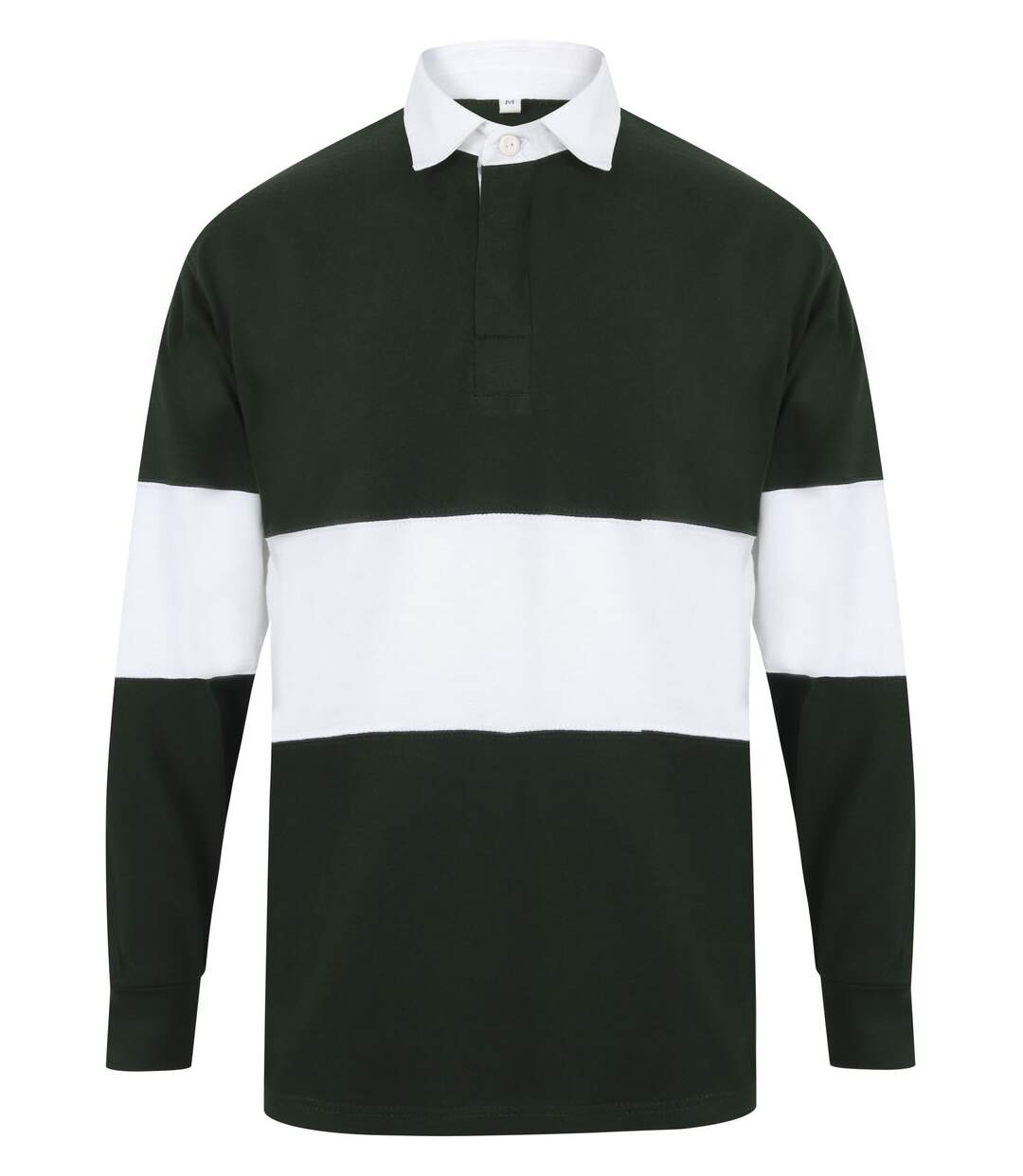 Maillot col polo de rugby homme - FR07M - vert bouteille et blanc