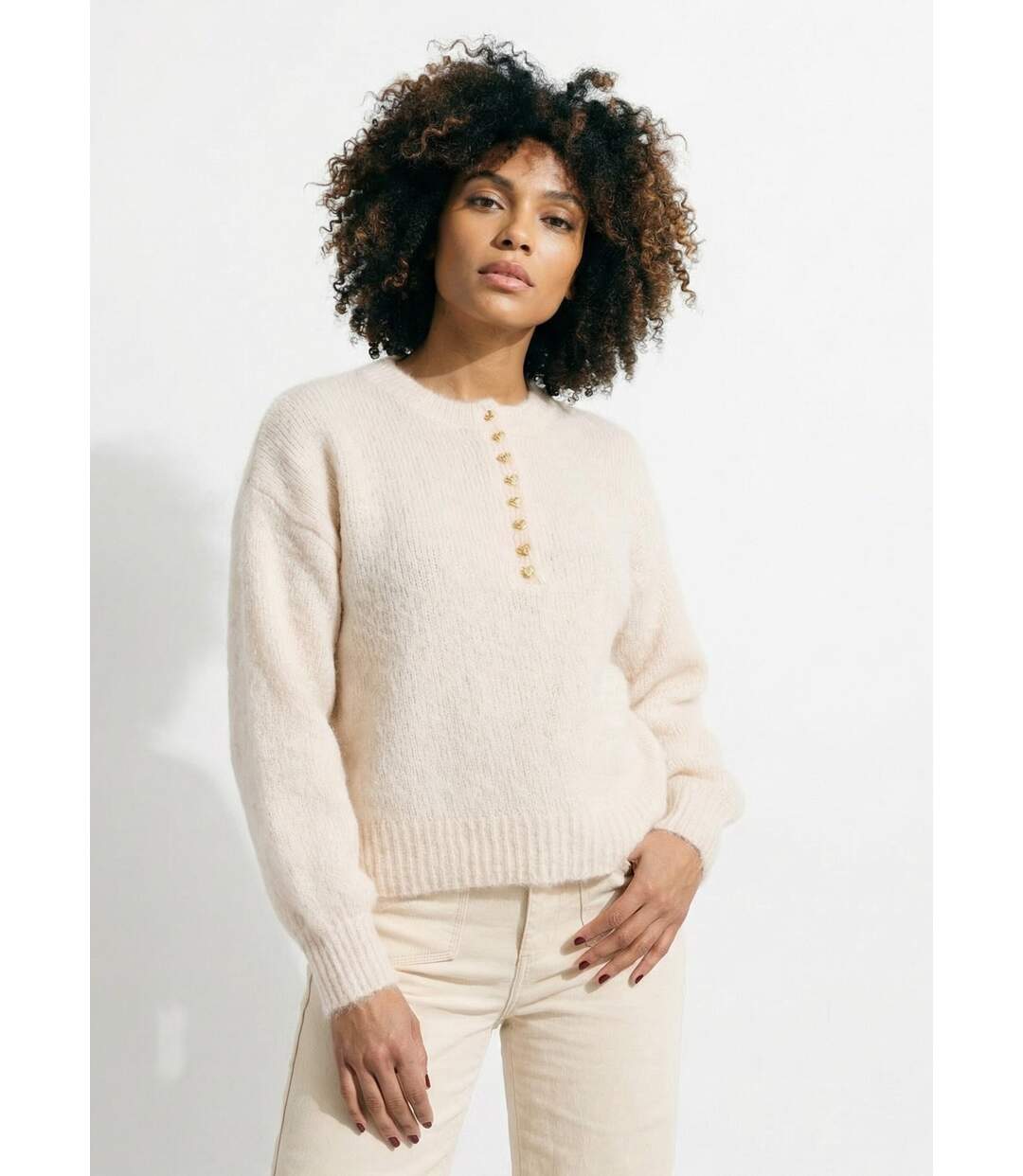 Pull avec laine et petits boutons métal-1