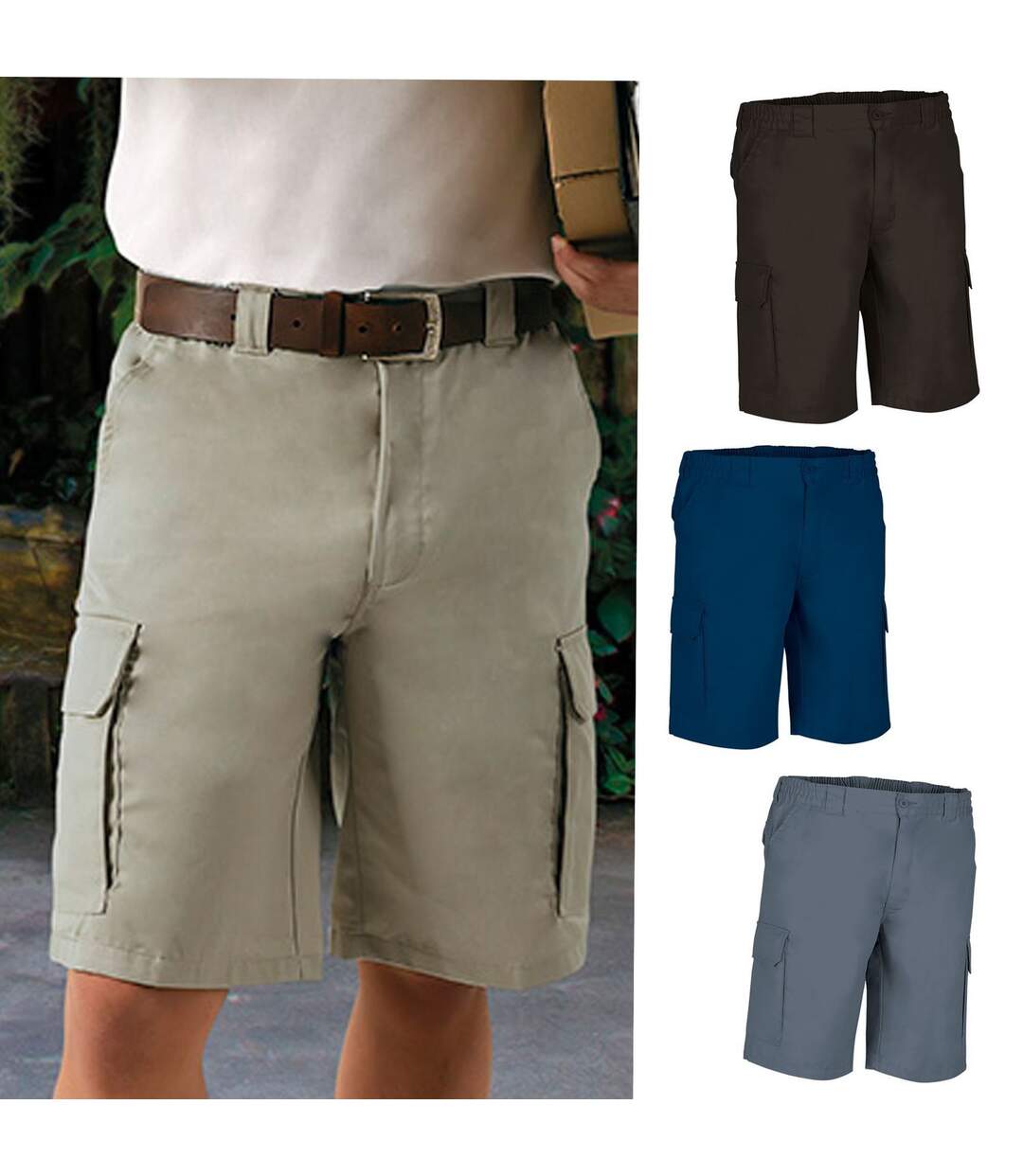 Lot 4 Bermudas pour homme - LAKE - noir gris marine et beige