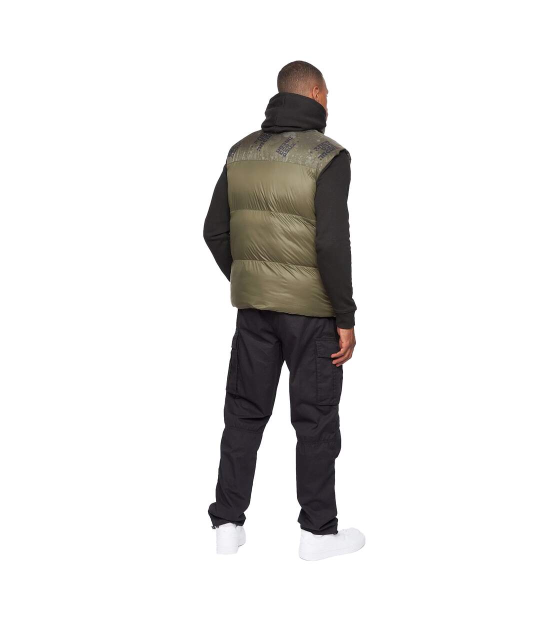 Mens romain camo padded gilet olive Duck and Cover