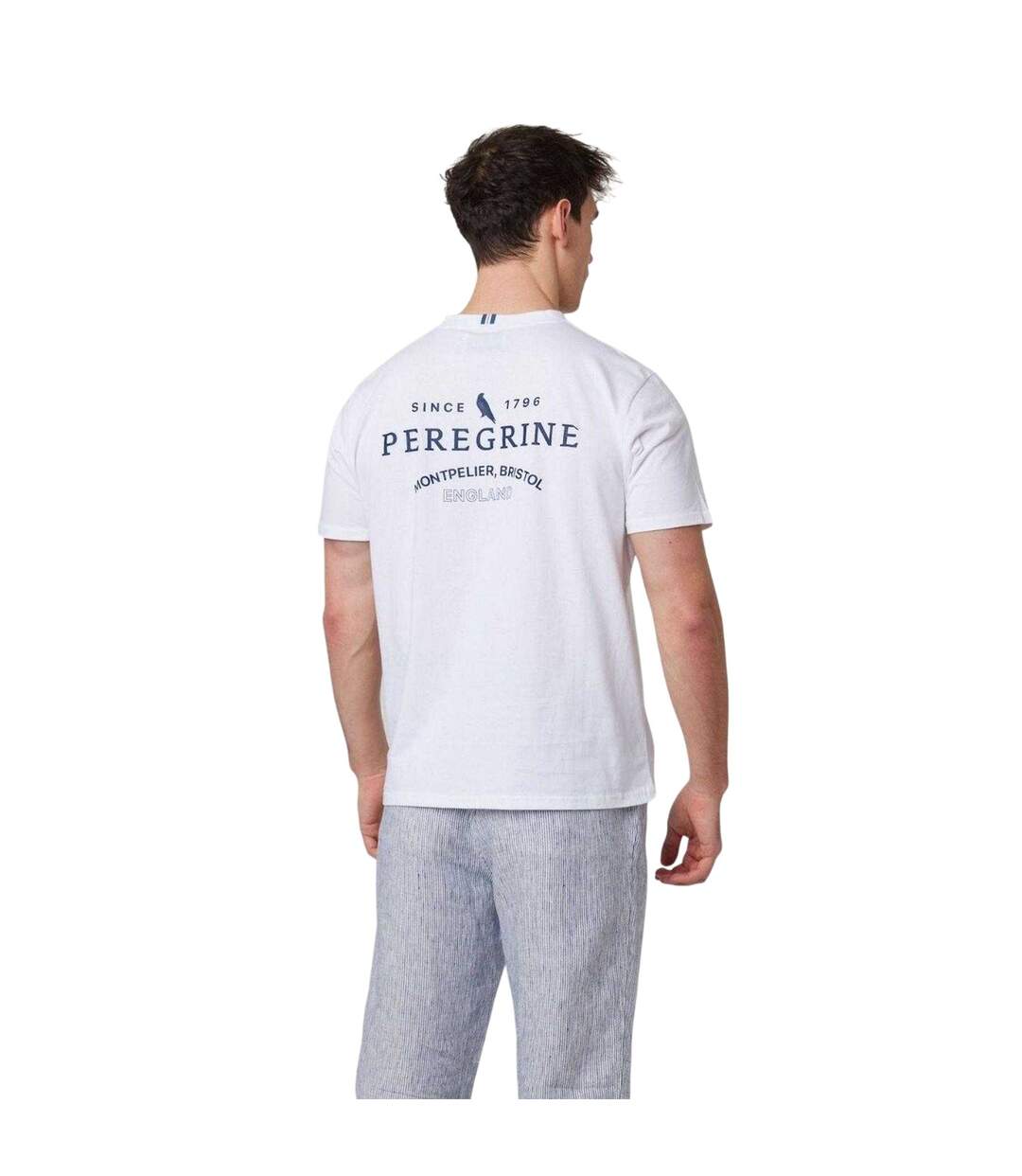 Mens Back Print Cotton T-shirt White Peregrine-3