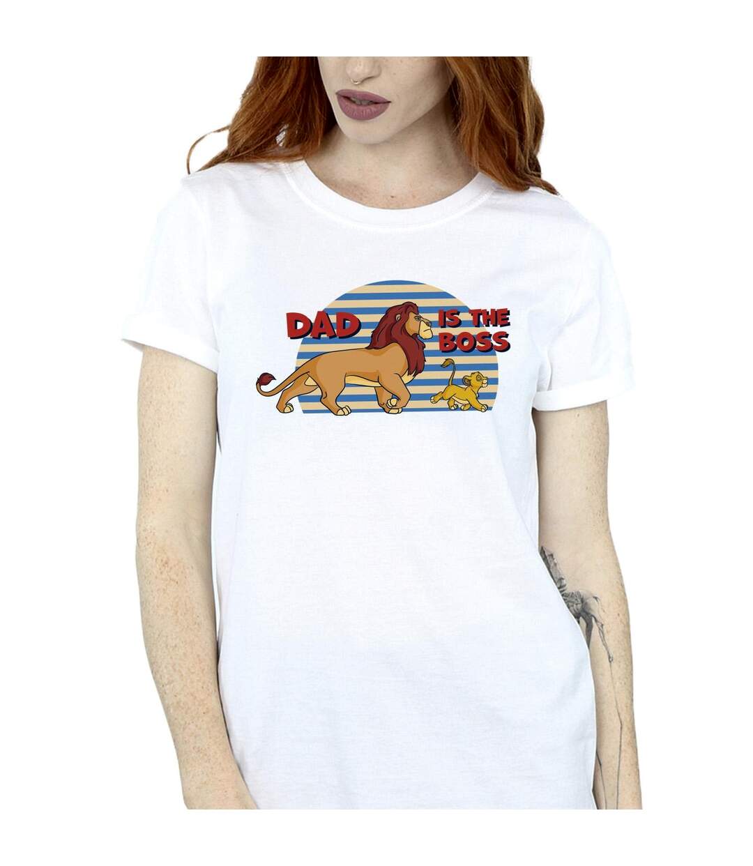 Disney Womens/Ladies The Lion King Dad Boss Cotton Boyfriend T-Shirt (Blanc) - UTBI29547-3