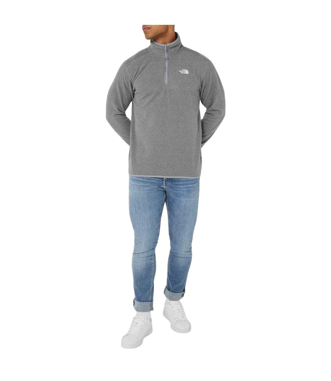 Mens Glacier Fleece Quarter Zip Sweatshirt Mid Grey The North Face-1