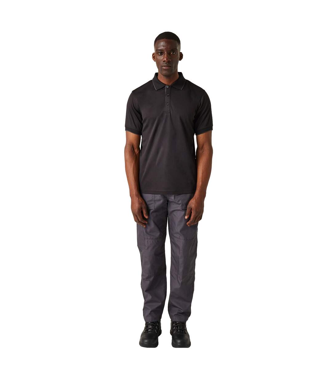 Mens Short-sleeved Polo Shirt Black Seal Grey Regatta Professional-1