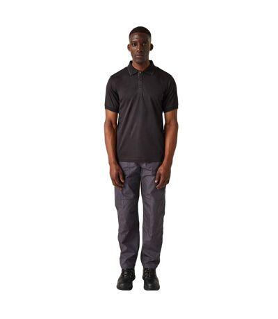 Mens Short-sleeved Polo Shirt Black Seal Grey Regatta Professional