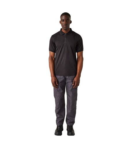 Mens Short-sleeved Polo Shirt Black Seal Grey Regatta Professional