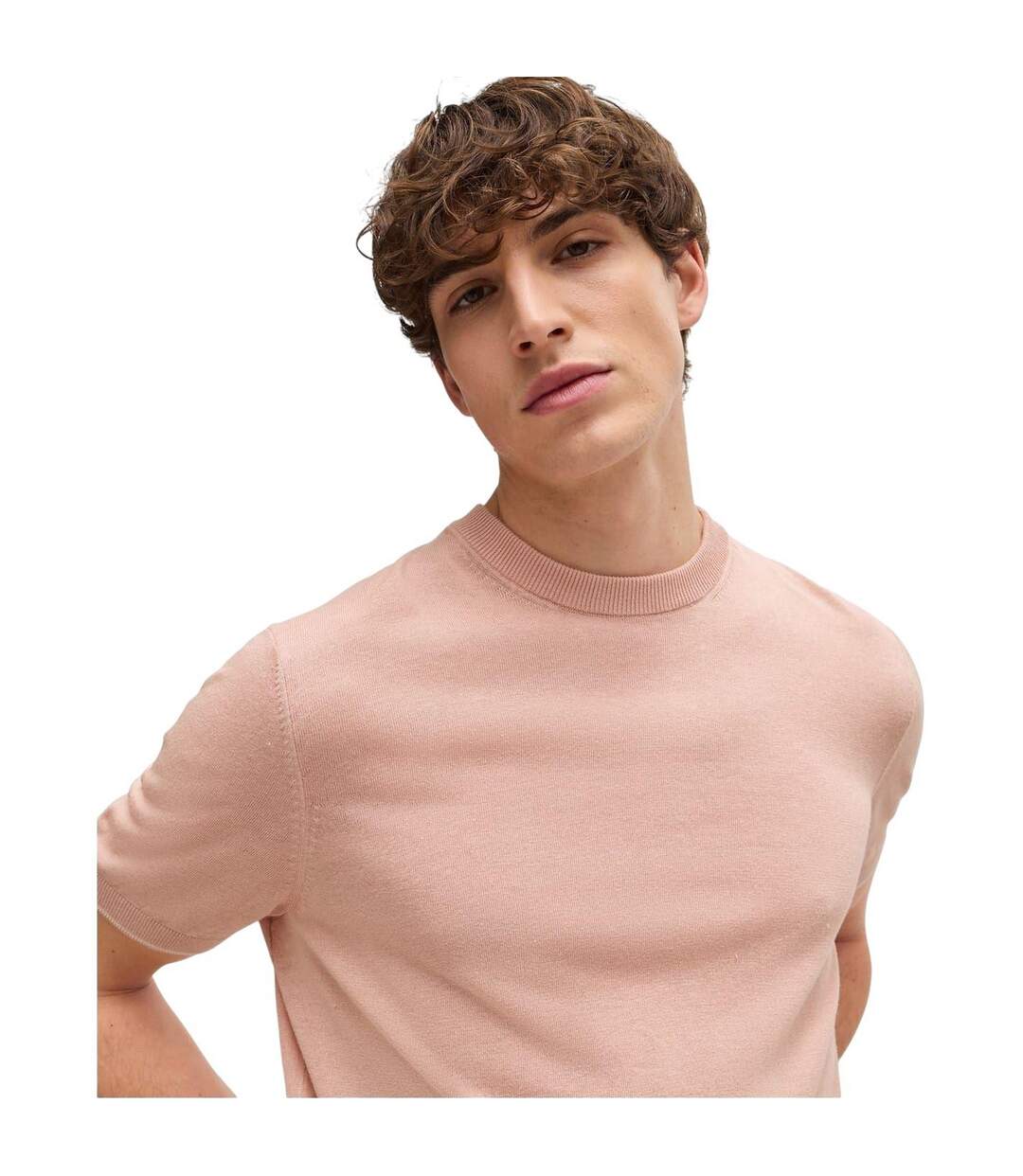 Mens Tramonte Knitted T-shirt Pink Boss-4