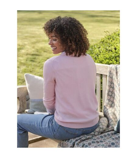 Womens/ladies Cashmere V Neck Jumper Ballet Pink WoolOvers