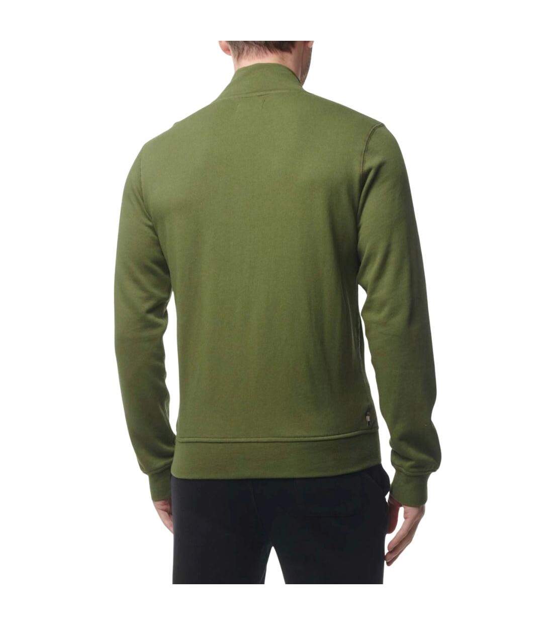 Mens Small Logo Mock Neck Active Fleece Jacket Army Green Aquascutum-2