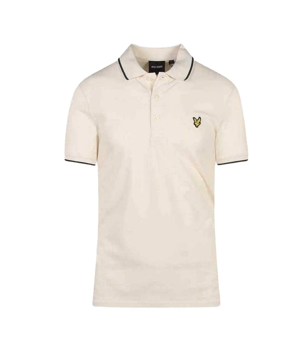 Mens Tipped Cotton Collared Polo Shirt Chalk Lyle & Scott-1