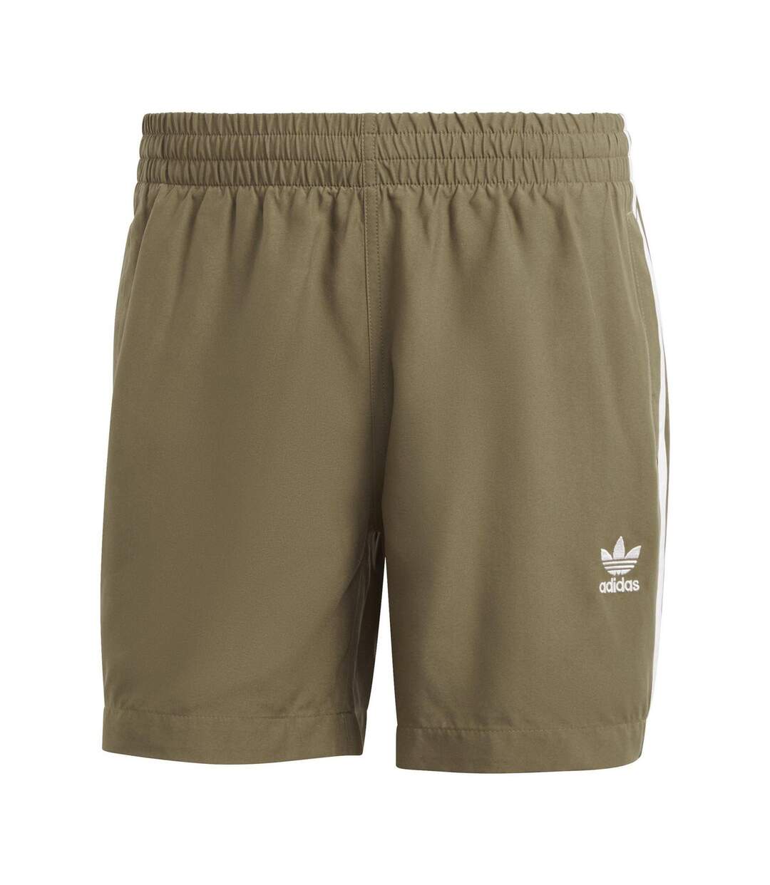 Short De Bain Motif/style 3 Rayures Originals Homme Kaki Blanc Adidas-1