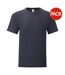 T-shirt iconic hommes bleu marine foncé Fruit of the Loom-1