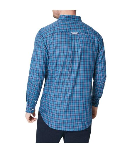 Maine Mens Highlight Checkbox Long-Sleeved Shirt (Turquoise) - UTDH6701