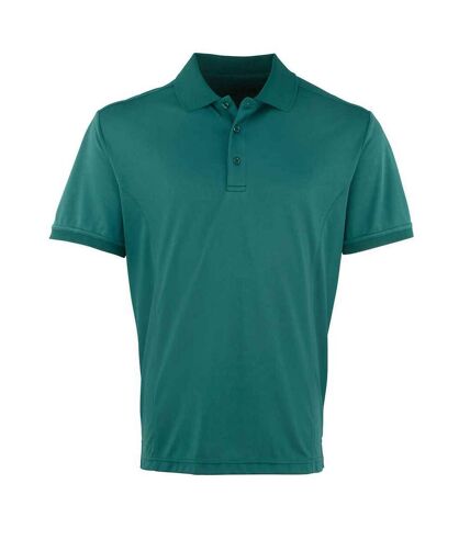 Mens coolchecker pique polo shirt bottle green Premier