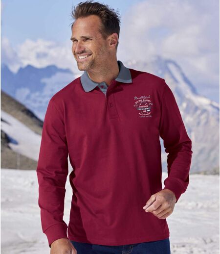 Pack of 2 Men's Long Sleeve Polo Shirts - Burgundy Blue