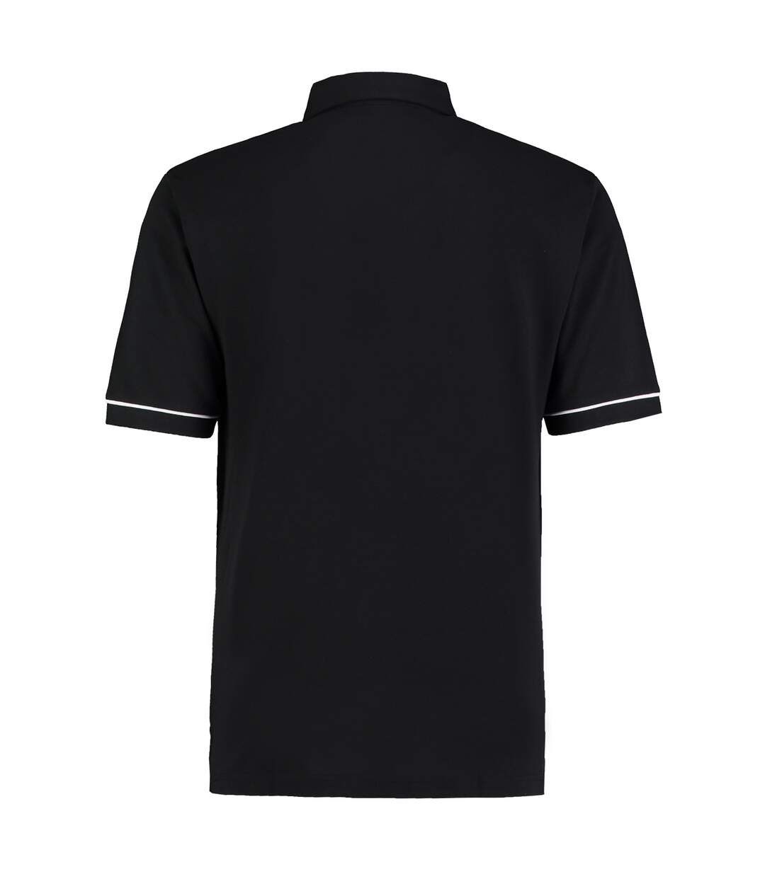 Kustom Kit Mens Button Down Contrast Short Sleeve Polo Shirt (Black/White)