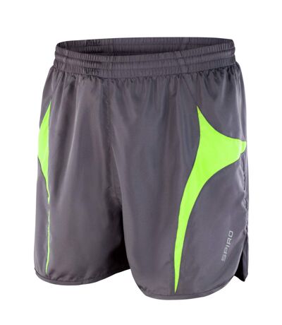 Spiro Mens Micro-Lite Running Shorts (Gray/Lime)