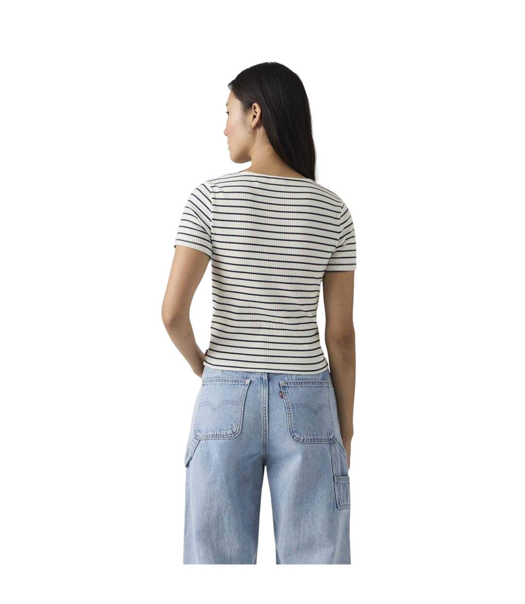 Womens/ladies Striped T-shirt Peacoat Blue Levis-3