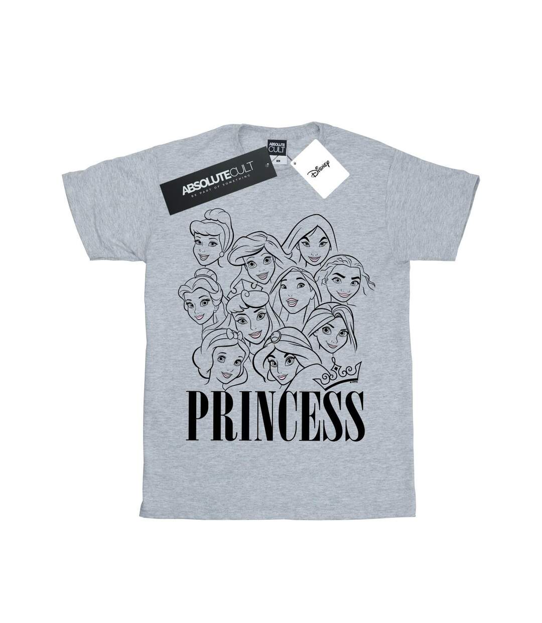 Disney Femme/Ladies Princess Multi Faces Cotton Boyfriend T-Shirt (Gris sportif) - UTBI42939-1