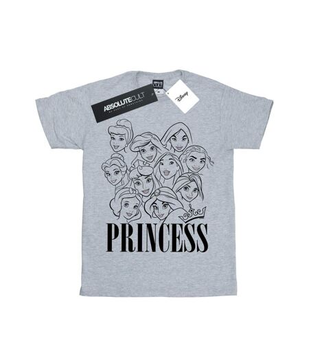 Disney Femme/Ladies Princess Multi Faces Cotton Boyfriend T-Shirt (Gris sportif) - UTBI42939