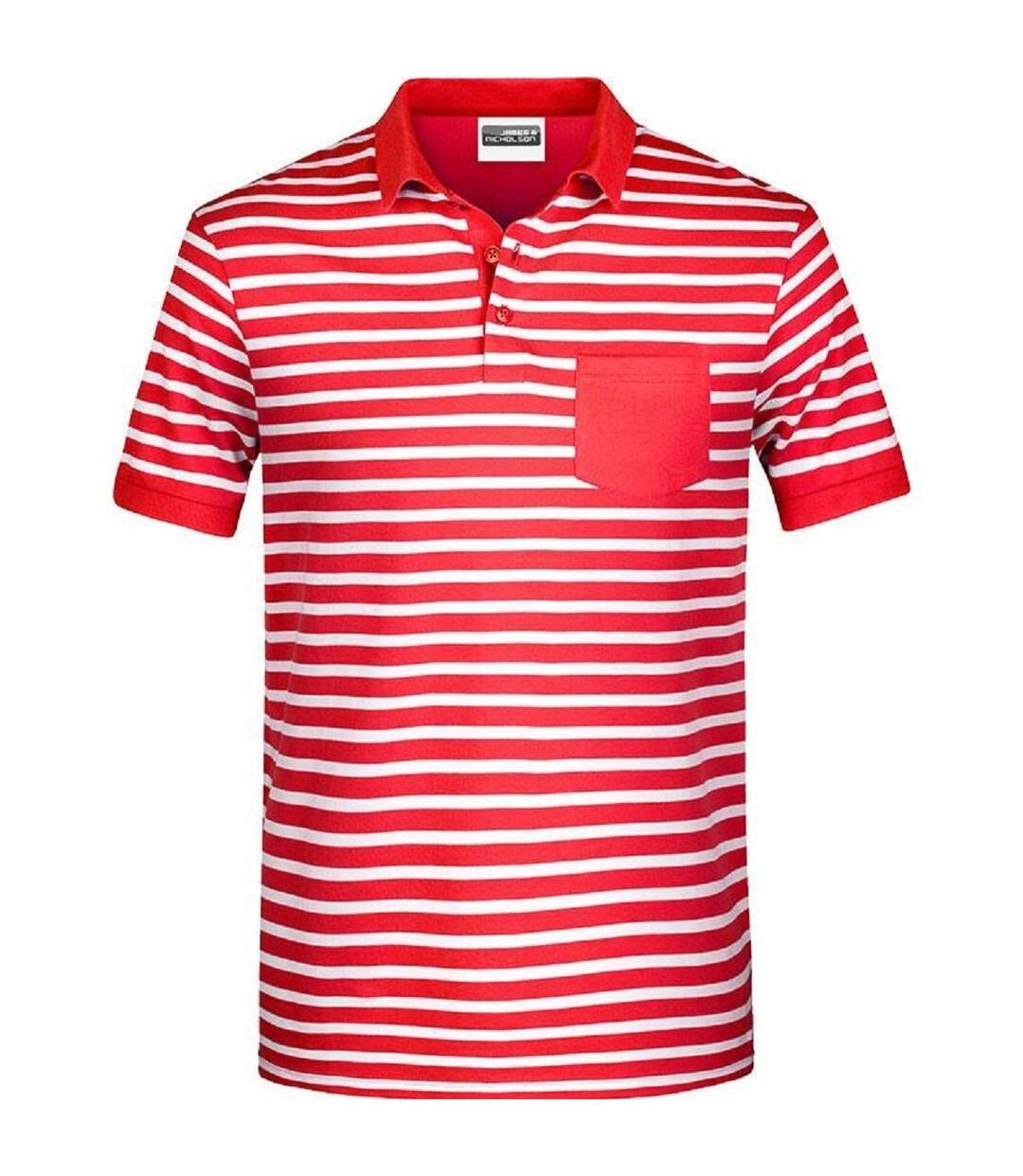 Polo rayé marinière coton bio pour homme - 8030 - rouge-1