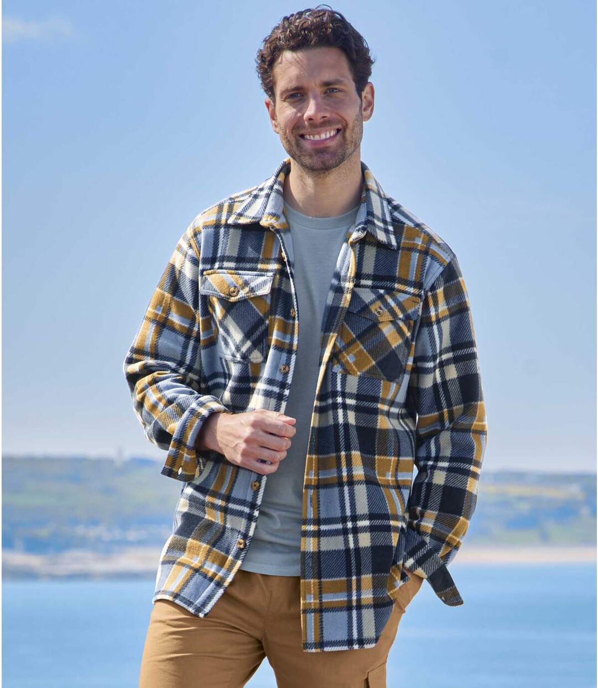Hemdjacke mit Schottenkaro aus Fleece Atlas For Men