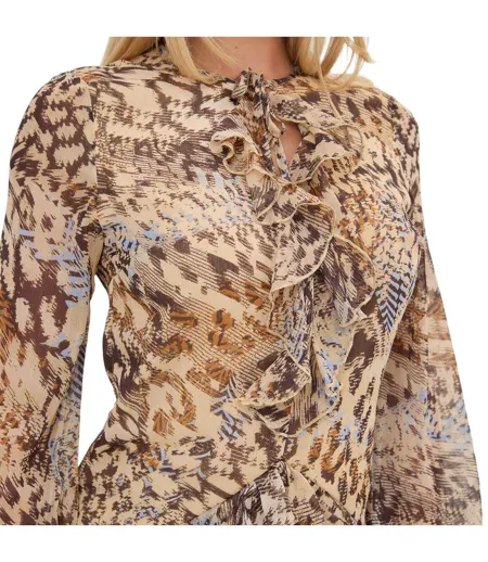 Robe Courte Motif/style Volanté Femme Marron I Saw It First
