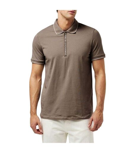 Mens Stripe Quarter Zip Polo Shirt Cashew Armani Exchange