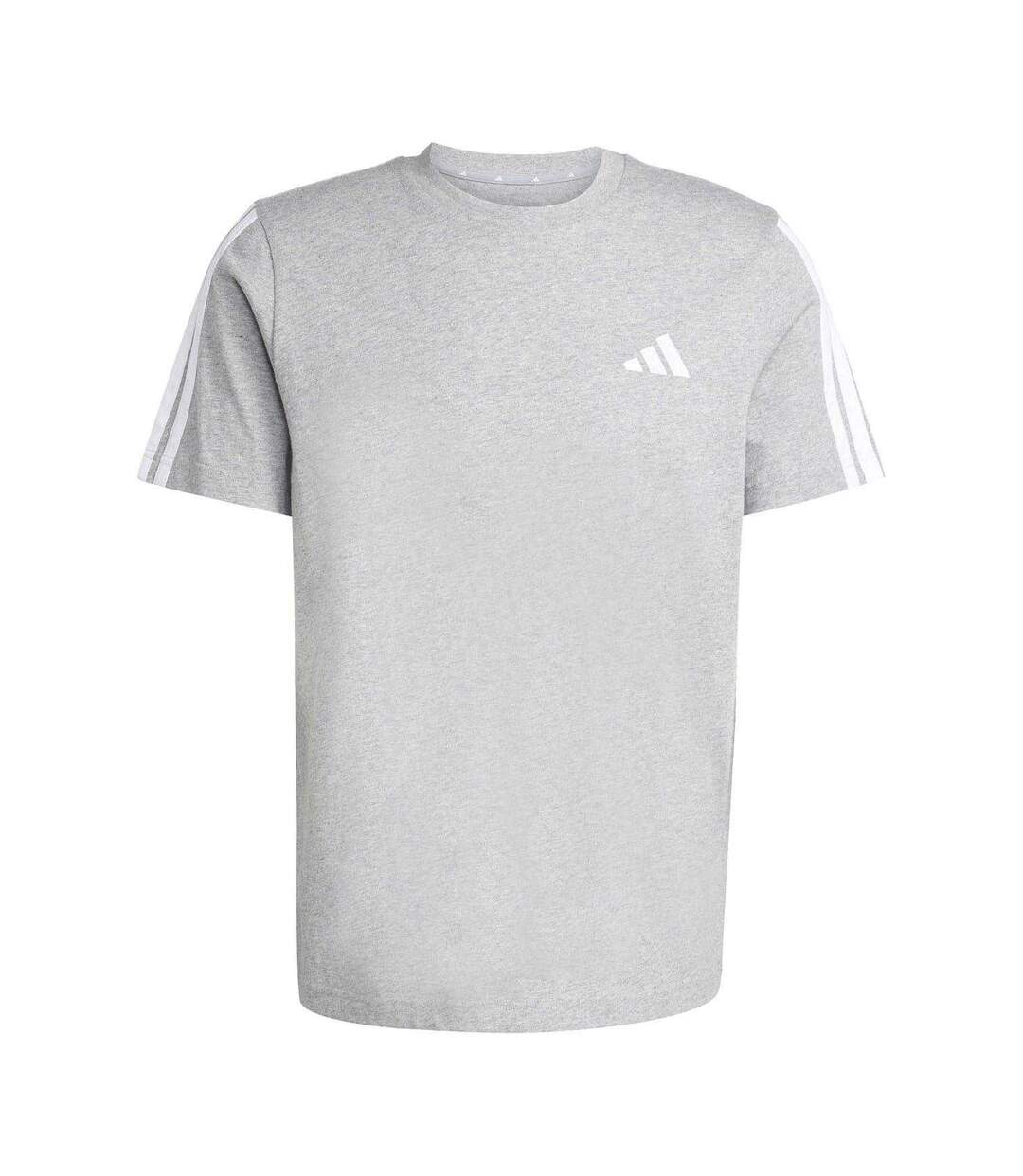 T-shirt Motif/style 3 Rayures Homme Gris Moyen Blanc Adidas-2