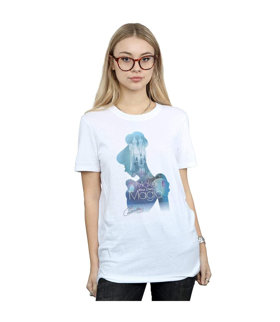 Disney Princess - T-shirt CINDERELLA FILLED SILHOUETTE - Femme (Blanc) - UTBI42580-2