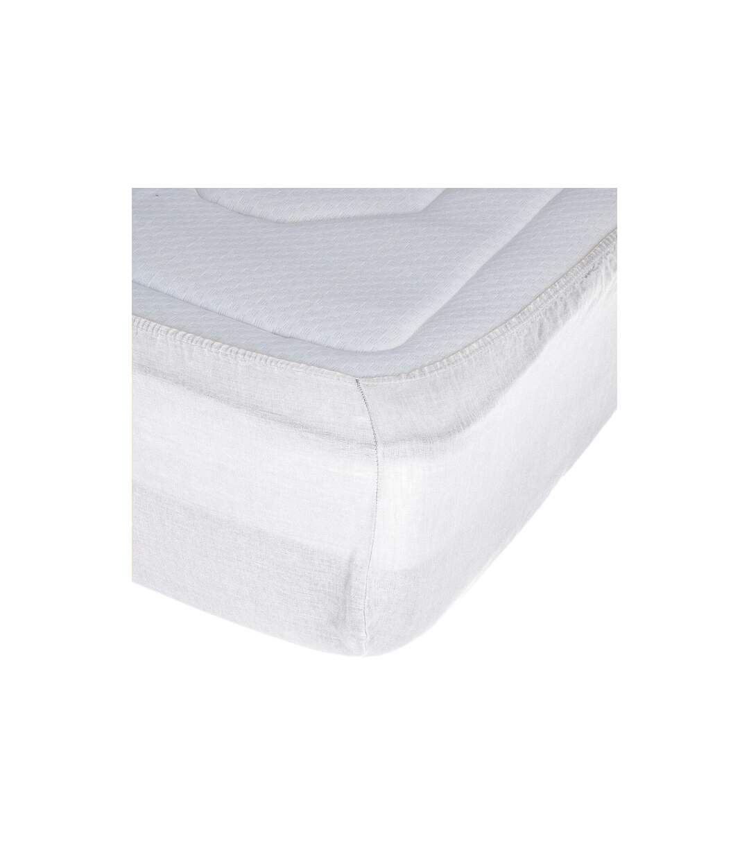 Drap Housse en Lin Adorable 140x190cm Blanc-2