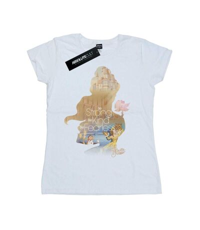 Disney Princess Womens/Ladies Belle Filled Silhouette Cotton T-Shirt (White)