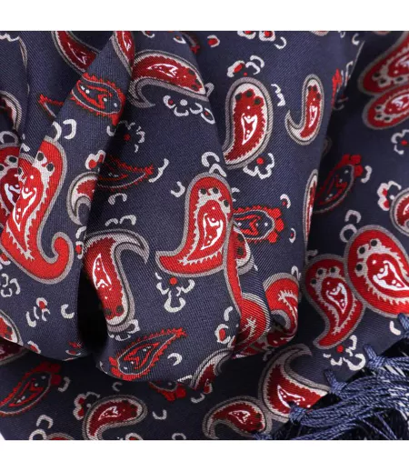Womens/ladies One Paisley Silk Scarf One Size Navy Red Luke 1977