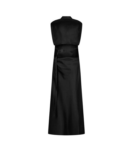 Womens/ladies Cut Out Satin Sleeveless Maxi Dress Black Off White