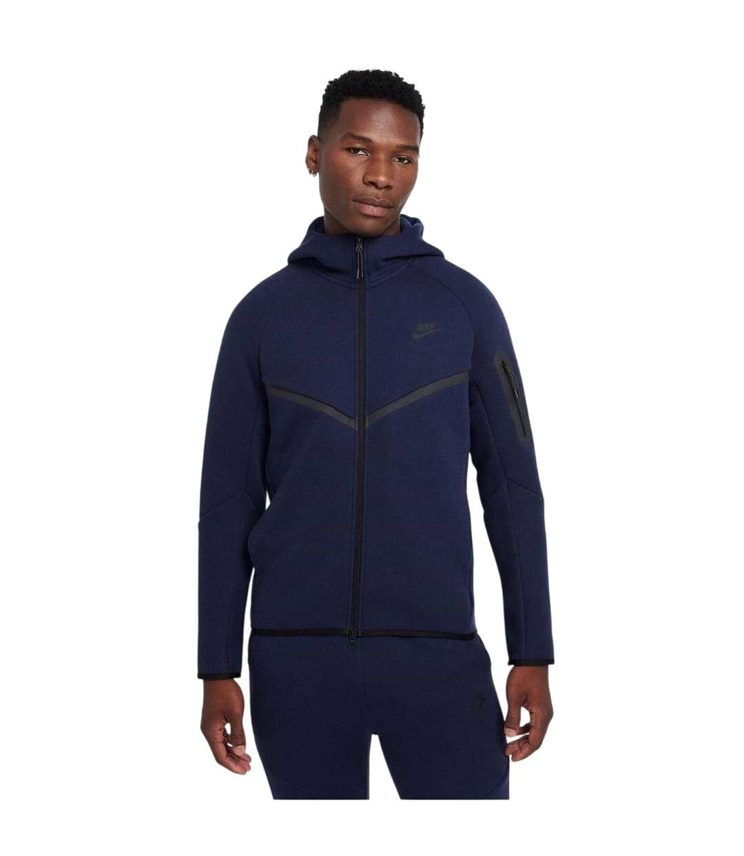 Mens Tech Chevron Full Zip Hoodie Obsidian Blue Black Nike-1