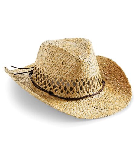 Beechfield Unisex Straw Cowboy Hat (Natural)