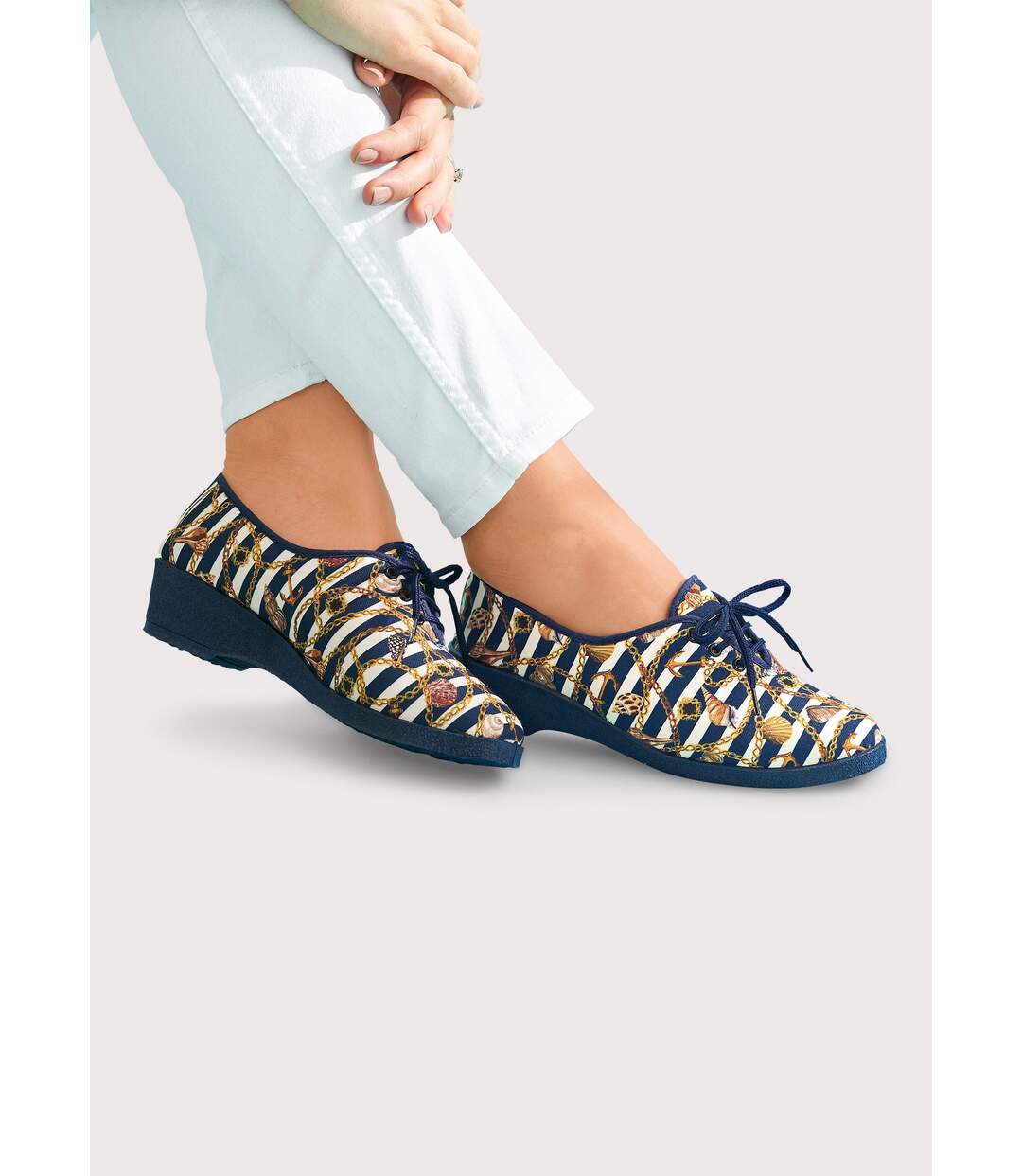 Derbies lacées toile compensées-2