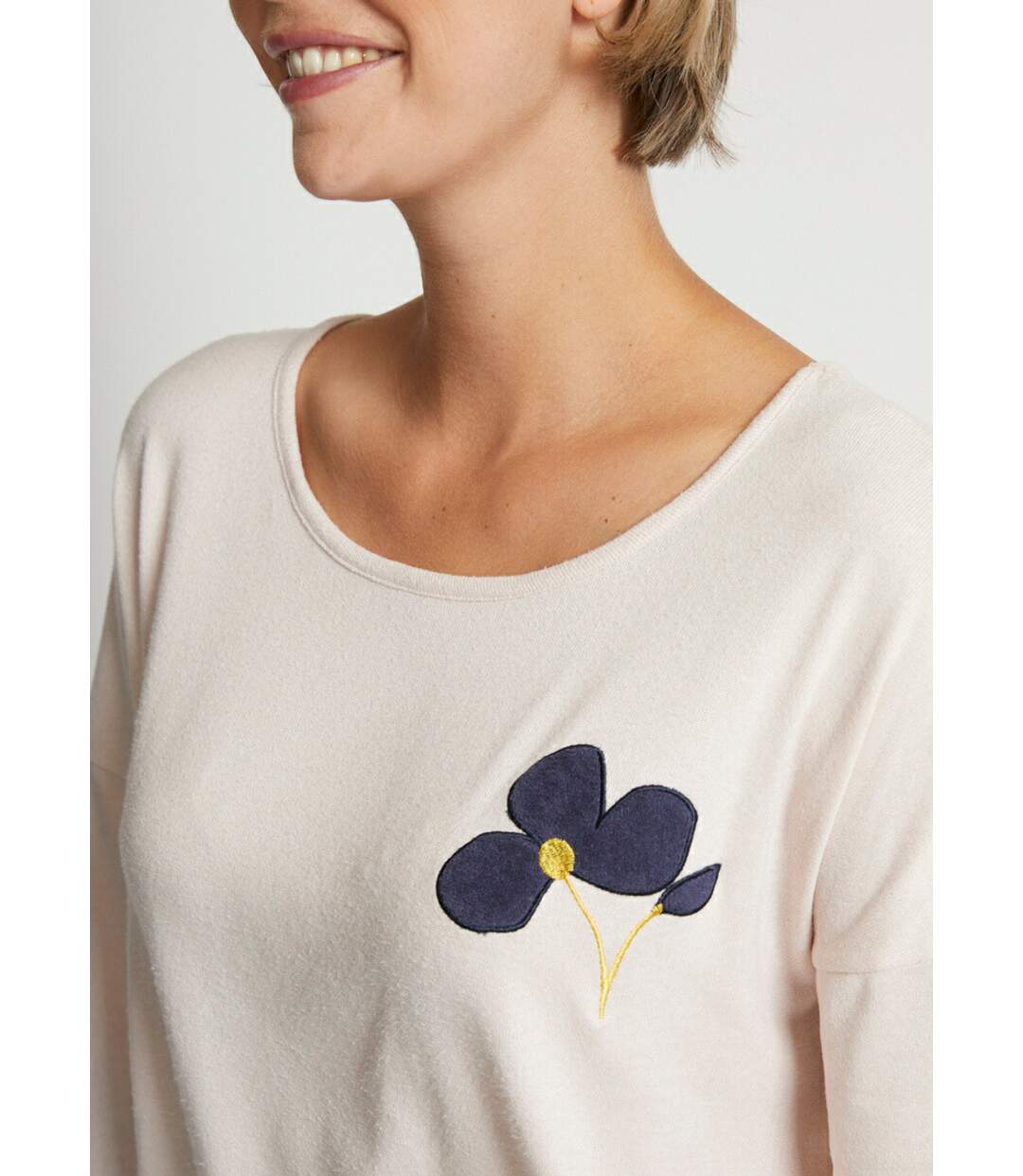 Pyjama uni manches longues maille douce-5
