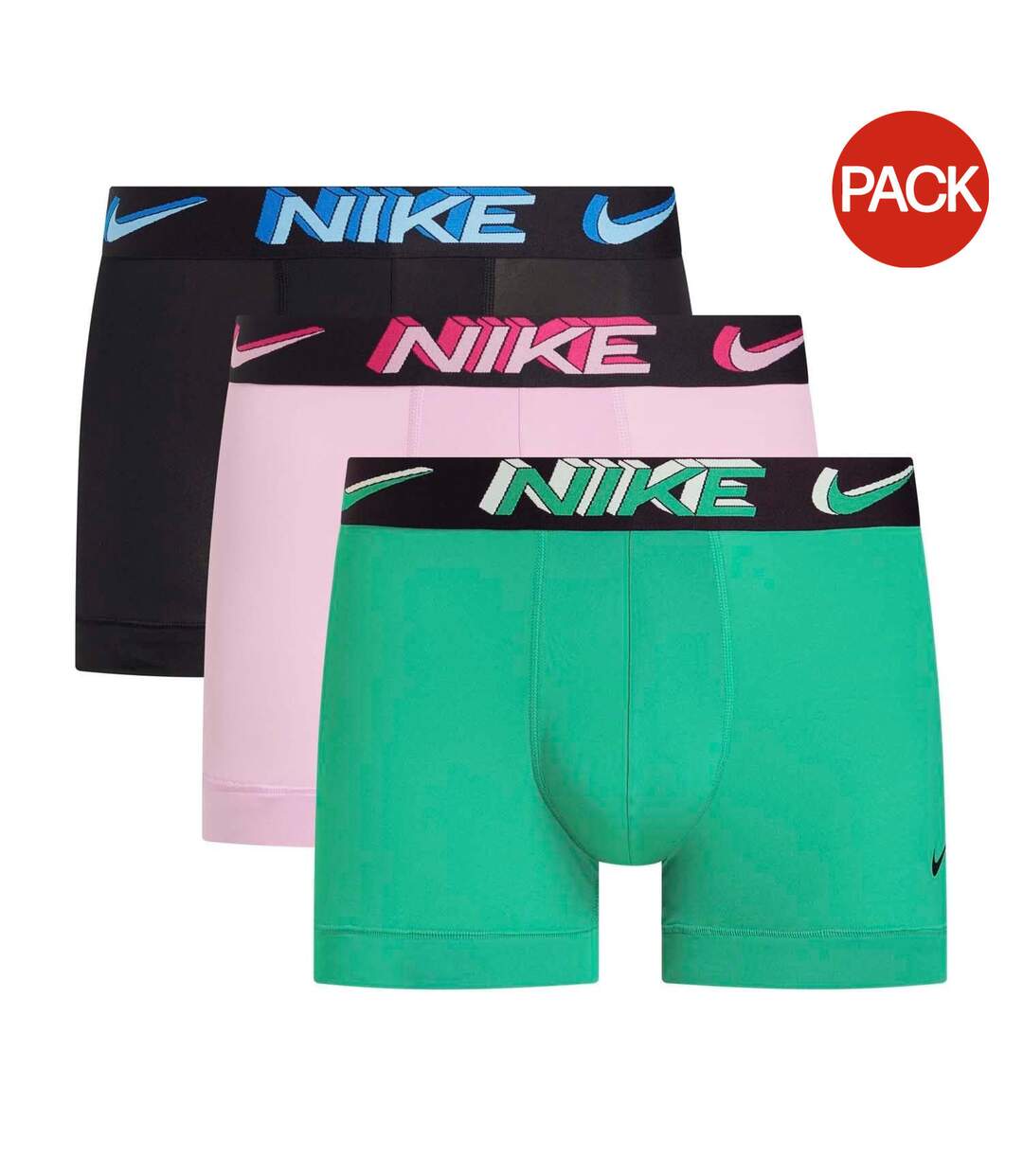 Pack Of 3  Mens Boxer Shorts  Black Green Light Pink Nike-1