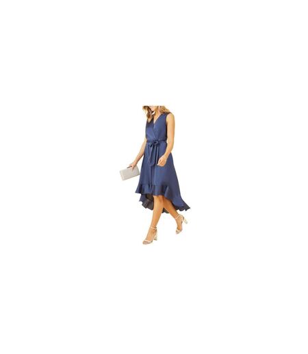 Robe Portefeuille Sans Manches Femme Bleu Marine Mela London