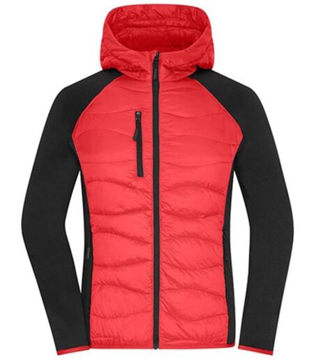 Doudoune hybride femme - JN1329 - rouge et noir