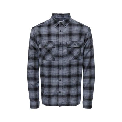 Chemise Bleu/Noir Homme Only & Sons Matt Reg Shadow - L