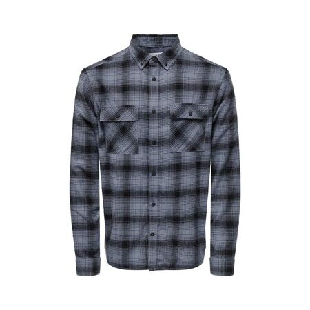 Chemise Bleu/Noir Homme Only & Sons Matt Reg Shadow - L