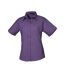 Womens/ladies Poplin Short-sleeved Blouse Purple Premier-1