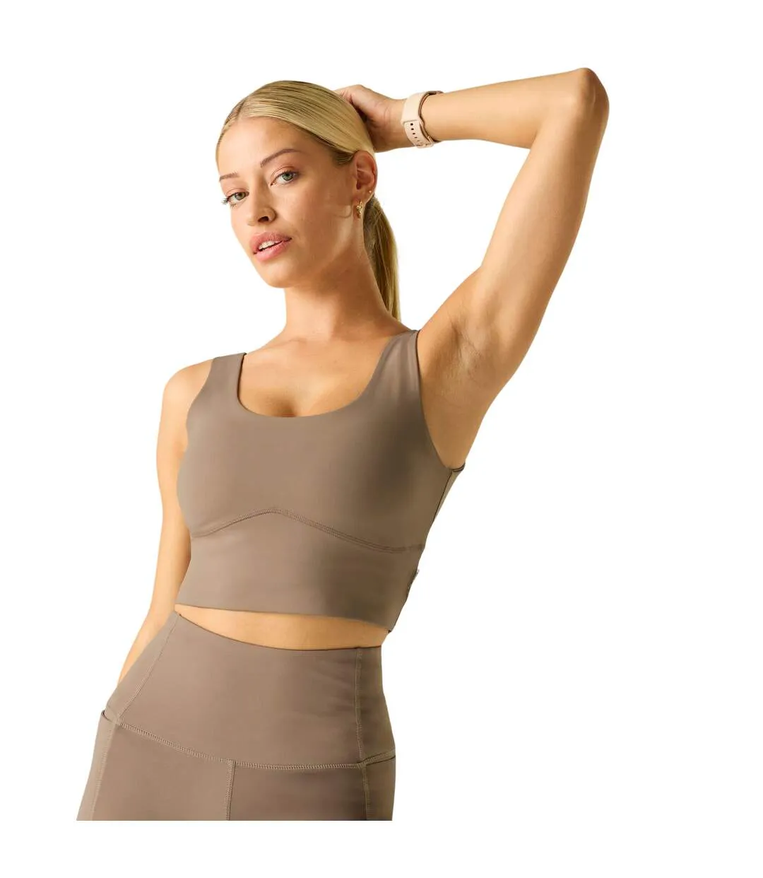 Brassière De Sport Cintrée Et Unie Refresh Femme Marron Clair Dare 2B-1