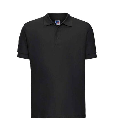 Mens ultimate cotton pique polo shirt black Russell