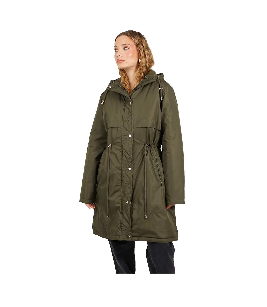 Parka Motif/style Zippé Femme Vert Kaki Brave Soul-1