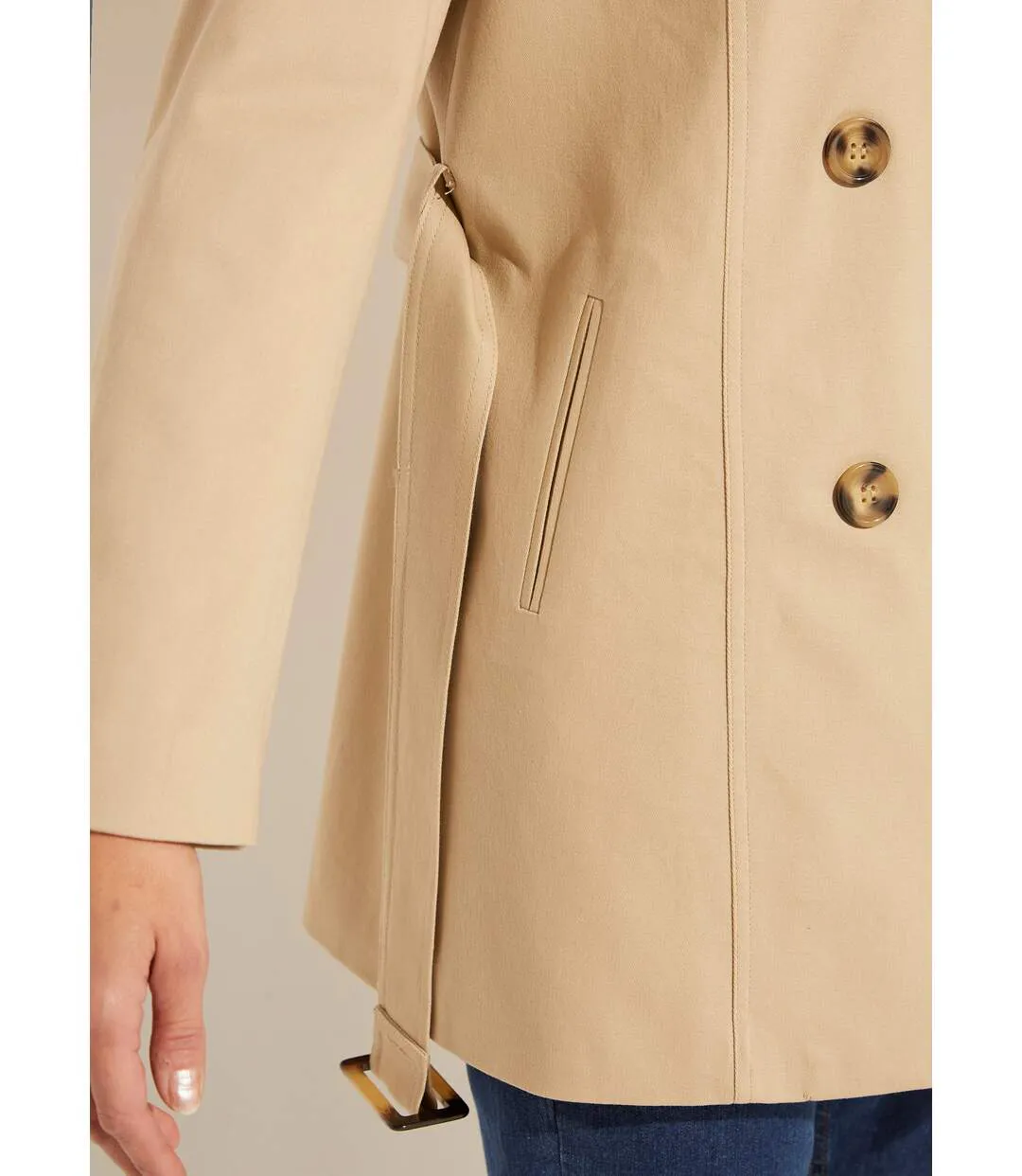 Trench court double boutonnage uni col pointu-4